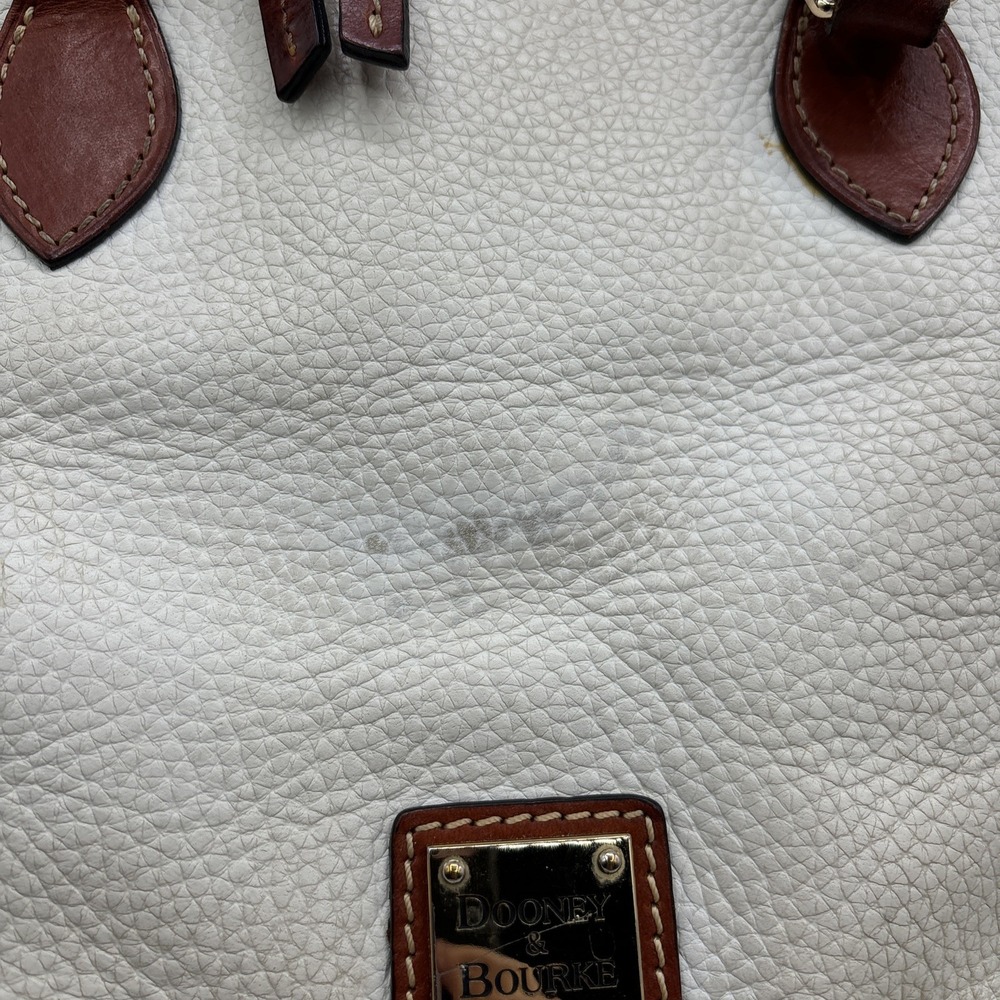 Dooney & Bourke Zip ZIp Satchel Pebbled Leather White Tan Domed Purse Double Zip - Picture 2 of 16